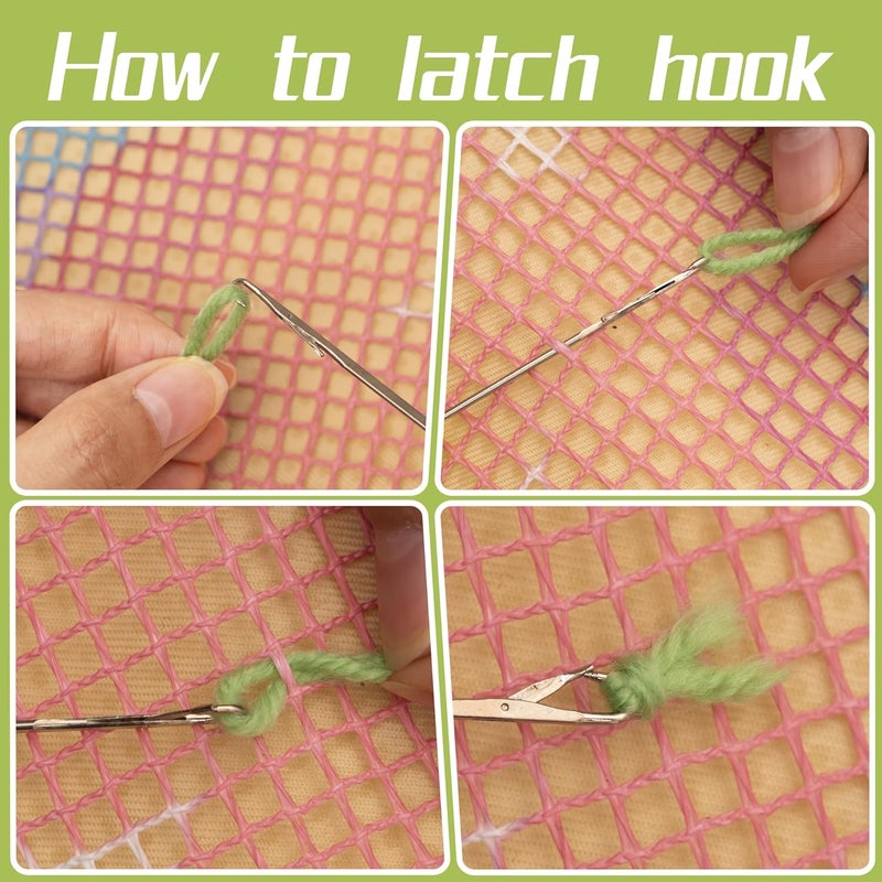 Beyond Your Thoughts DIY Christmas Latch Hook Kits Green Shaggy Rug Pattern Printed Crochet Needlework Crafts for Kids Adults Beginners 20.47 * 14.96 Inch ZD528 - Image 1
